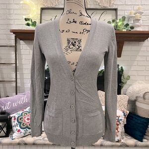 Banana Republic Heather Gray V-Neck Cardigan